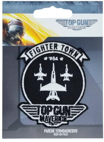 COMERCIAL MERCERA, Top Gun Aufnäher Patches, Originale, Aufnäher Ideal für Mützen, Jacken, T-Shirts oder Schultaschen, 100% Polyester (Maverick Fighter Town, Gestickter)