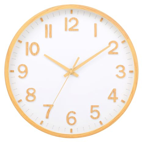 25 cm Lautlos Wanduhr Ohne Tickgeräusche, Moderne Batteriebetriebene Uhr | für Zuhause,Wohnzimmer, Schlafzimmer, Küche,Büro, Wanddekoration (Gelbe Textur,25CM)