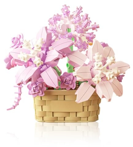Vilbocr Mini Blumen Bauklotz Set,Blumenblöcke Spielzeug,Pflanzen und Sukkulenten Spielzeug,Bauklotz Blumentopf,Botanische Sammlung Geburtstagsgeschenk (Veilchen 201Pcs)