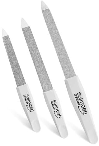Solinger Saphirnagelfeile Set 3-teilig - mit feiner & grober Seite - in 3 Größen - für Hände und Füße