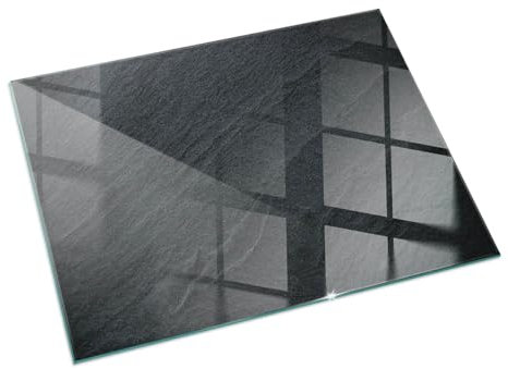 Kamin Bodenplatte Glas 120x80 cm Herdboden Rechteckig Schutz vor Glut Sicherungsblech Polierte Kanten Nachhaltig Bodenbelag Wohnzimmer Spritzwasserschutz - Natursteinstruktur