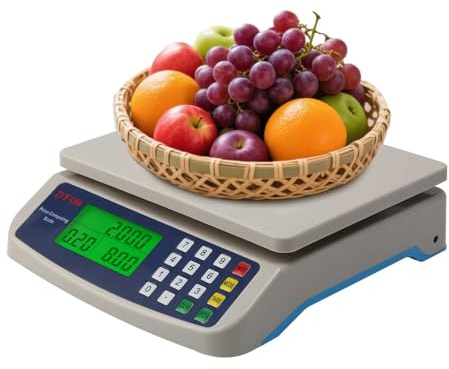 Large Digital Kitchen Scale,Commercial Food Scale,88lb/40kg,with LCD Display,Stainless Steel Price Computing Scale,for Kitchen,Store,Restaurant,Market (Adapter Included)