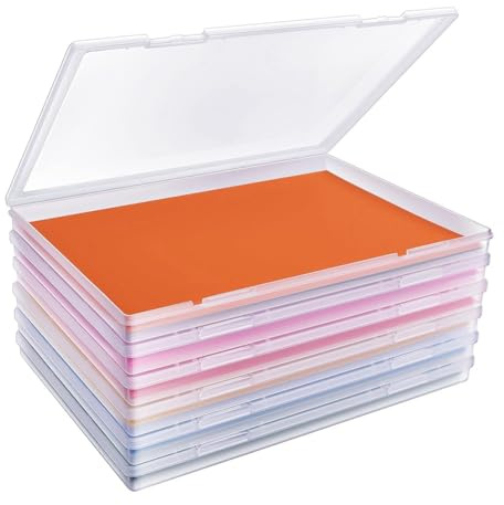 Cvoepobey For Protecting Scrapbook Paper, 6 Pack Photo Storage Box with Snap-Tight Latch Fits 8 X 10 Photos
