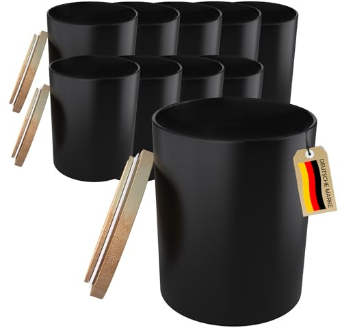 22Feels 20x (295ml) EU-REACH-GEPRÜFT Premium Kerzengläser Matt-Schwarz Hitzebeständig Luftdicht mit Bambus-Deckel, DIY Kerzen Selber Machen Gießen Zubehör, Geschenkidee, Gewürz Glas, Wiederverwendbar
