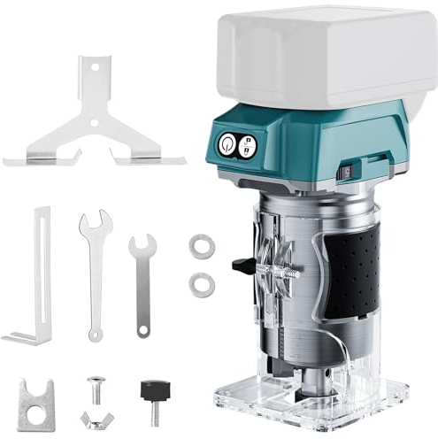 Cordless Wood Router Trimmer for Makita 18V Battery(Tool Only),Compact Trimmer Palm Router,800W /30,000 RPM,5 Speeds Trim Router Tool for Woodworking with Linear Guide and Wrench