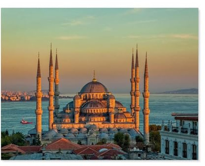 BEAYODKP Blaue Moschee bei Sonnenuntergang, Istanbul, Sultanahmet-Park，Full Round Diamond 5D DIY Diamond Painting 3D Stickerei Kreuzstich Mosaik Gemälde Dekor（50 x 60 cm/19.68 x 23.62 Zoll）-E2