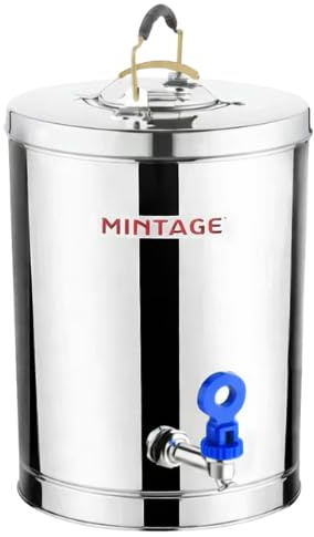 Stainless Steel Hot & Cold Drinks Dispenser Insulated Tea Coffee Water Beverage Container with Easy Fit Tap Double Lid Thermal Server for Commercial Catering Events Offices & Household Use (15 Litre)