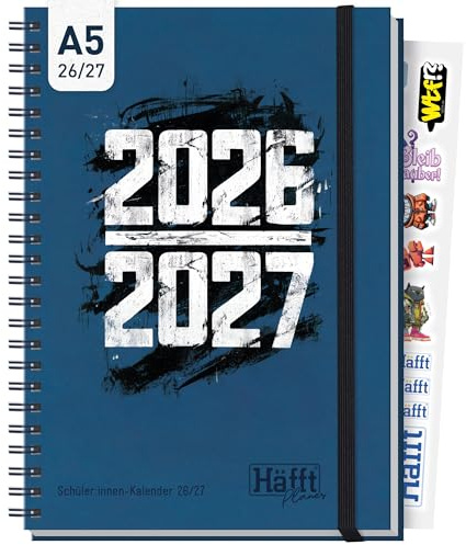 Häfft® Planer Premium 2026 2027 A5 Hardcover Schülerkalender six seven | Anti-Langeweile-Garantie - Hausaufgabenheft, Schulplaner, Schülerplaner mit Gummiband, Stickern, lustigen Sprüchen & mehr