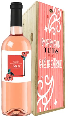 Veneto Rosé IGT 1,5 L avec caisse en bois. Idée cadeau pour maman, personnalisée avec photo et dédicace (vin rosé italien)