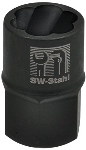SW-Stahl 05555L-14 Spiralnuteneinsatz 3/8 Zoll, 14 mm Mutternlöser | Schraubenausdreher aus Chrom-Molybdän-Stahl mit Spiralnuten-Profil, brünierte Oberfläche gegen Korrosion, Außensechskant