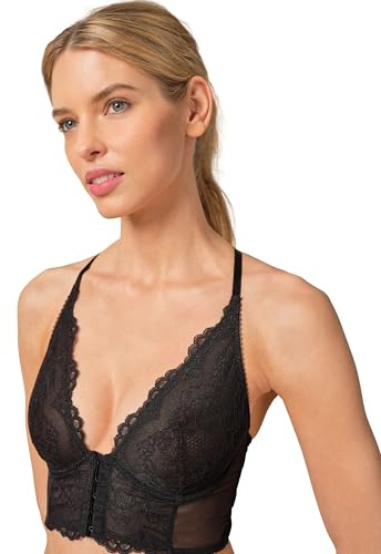 Gossard Women's Superboost Lace Deep V Bralet, Black (Black), 34C