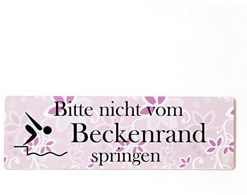 Deko Shabby Chic Schild Bitte Nicht Beckenrand springen in rosa Vintage Holz Türschild zum kleben
