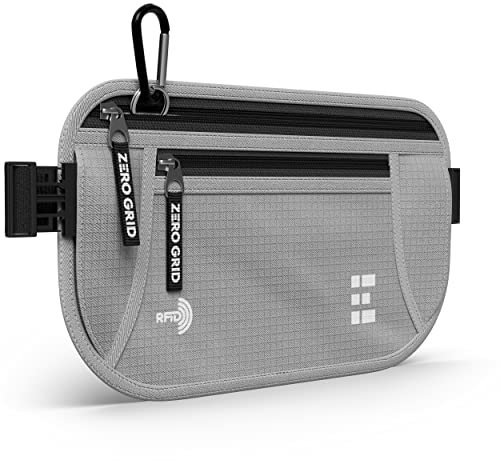 Zero Grid Ceinture Porte-Monnaie avec Blocage RFID – Portefeuille de Voyage dissimulé, Cendre, Taille Unique