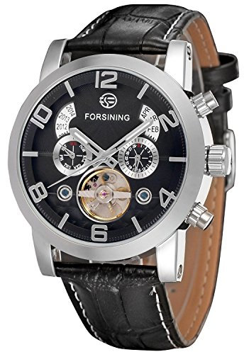 FORSINING Men's Automatic Tourbillon Genuine Leather Brand Wrist Watch FSG165M3S4