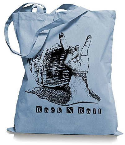 Ma2ca® Rock n Roll Slug - Jutebeutel Stoffbeutel Tragetasche/Bag WM101-skyblue