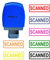 SSEELL Selbstfärbender Gummistempel, gescannt, selbstfärbend, vorgefärbt, nachfüllbar, Büro, Arbeit, Unternehmen, Schule, Schreibwaren mit Rahmenlinie – blaue Tintenfarbe