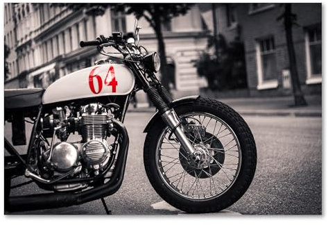 Postereck - 0947 - Motorrad, Moped Bike Schwarz Weiss Strasse - Fahrzeug Wandposter Fotoposter Bilder Wandbild Wandbilder - Poster - 4:3-40,0 cm x 30,0 cm