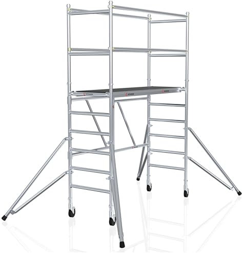 Stuver Scout Z 190 SEC+ Rollgerüst 3,80 Meter - [Klappbar platzsparend] Gerüst - Fahrbares Baugerüst - Arbeitsgerüst fahrbar aussen - Komfortable Arbeitshöhe - Alu Leitergerüst - Klappgerüst