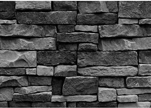 Runa Art Papier peint intissé Mural mur de pierre d'effet 3D Moderne Toison Salon Chambre à Coucherr Salle - Tableaux Muraux Tapisserie Photo - noir 9455010b