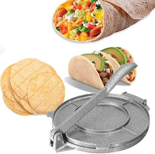 Tortilla Press,6.5 Inch Tortilla Maker for Corn Tortillas Tortilla Press for Making,Tortilla Press Makes Fresh Corn Flour Tortillas Pre Seasoned Tortilla Maker to Make Chapati, Tortilla, Roti