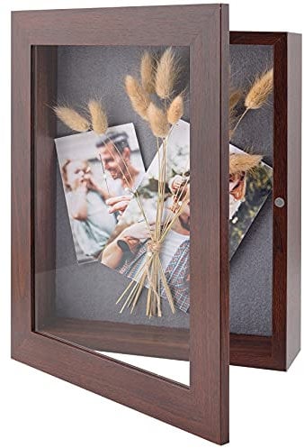 Golden State Art, Shadow Box Schaukasten, Wand- oder Tischplatte, ideal für Collagen, Sammlungen, Andenken, 20 x 26 cm, Braun