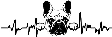 Finest Folia Aufkleber Herzschlag Tiere Breite 27cm Lifeline Heartbeat Deko Sticker Selbstklebend für Auto Kühlschrank Laptop Autoaufkleber K150 (Schwarz Matt, 10 Französische Bulldogge)