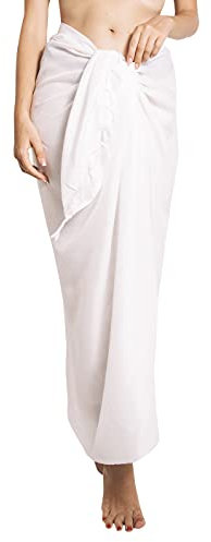 CHAINUPON Womens Beach Pareos Sarong Sheer Long Swimsuit Cover Ups Bikini Wrap Skirt (1-White)