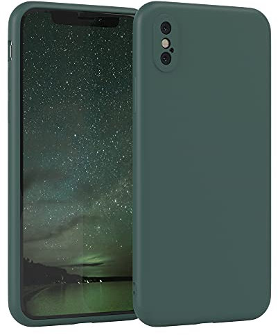 EAZY CASE - Silikonhülle für iPhone XS Max Hülle Silikon Case Grün weich stoßfeste Handyhülle Schutzhülle mit Kameraschutz Dünn Premium Schutz Cover TPU Phone Bumper in Piniengrün Matt