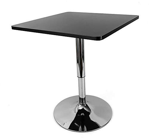 Fetcoi Schwarz Bistrotisch Quadratisch 60 x 60 cm Gartentisch 70-90 cm Höhenverstellbar über Luftpumpe, Edelstahl Küchentisch für Esszimmer Bar Wohnzimmer Biergarten