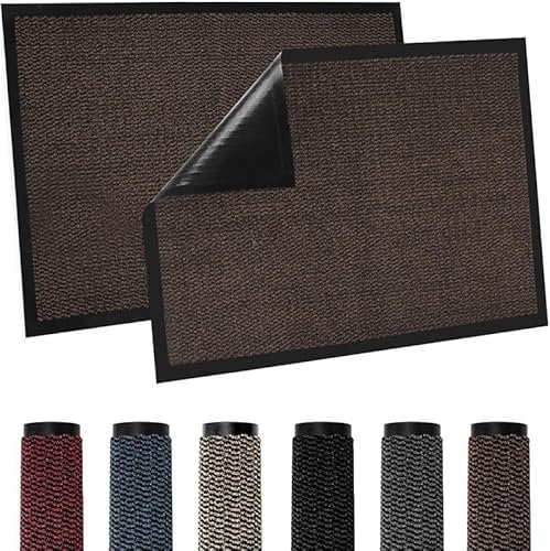 TradeXone Heavy Duty Door Mats - Indoor/Outdoor Washable Door Matts Indoor - Super Absorbent Rug with Non Slip Backing - Entrance Doormats - Front Door, Home & Office (40cm × 60cm, Brown)