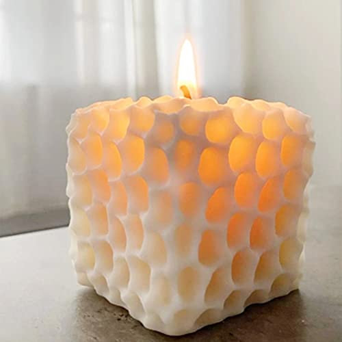 3D Kerzenform Silikon DIY Bubble Candle Mold, Würfel Bienenwabe Kerzenformen 3D Ball Cube Silikon Mold Pyramide Gießform für DIY Seife, Kerzen, Duftender Stein, Haus Dekoration (Bienenwabe)