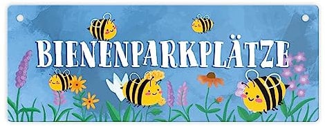 Bienenparkplätze Metallschild L in 10,5x28cm mit niedlichen Bienen
