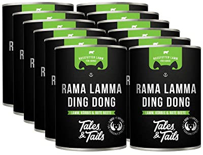Tales & Tails Rama LAMMa Ding Dong Nassfutter für Hunde | Mit 75% Lamm als tierische Proteinquelle | Monoprotein | Nur 6 Zutaten | Hohe Akzeptanz & Verträglichkeit | 12x 400g