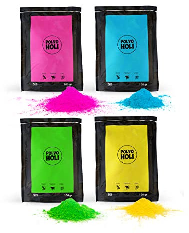 POLVO HOLI Packung mit 400 g, 4 Beutel à 100 g, 4 Farben