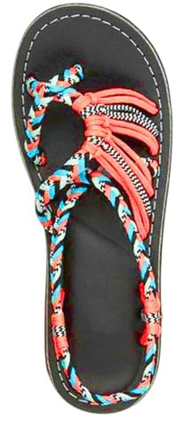 EXECAB Sandales d'été - Chaussures pour femme - Couleur assortie - Nœud de corde - Sandales confortables pour femme - Chaussures grande taille