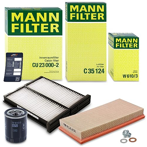 MANN-FILTER Inspektionspaket Filterset 1x Ölfilter, 1x Luftfilter, 2x | Kompatibel mit: MITSUBISHI CARISMA, CARISMA Stufenheck, SPACE STAR Großraumlimousine