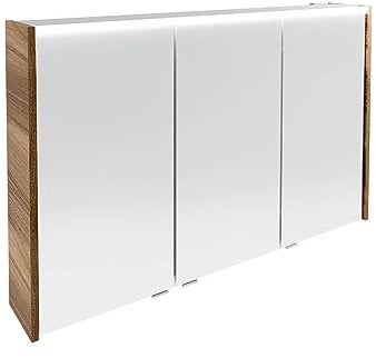 Verona LED-Spiegelschrank – Hängend, Vormontiert, Made in Germany – Nussbaum & Weiß-Hochglanz – 110 x 68,3 x 16,5 cm – Elegant und Praktisch