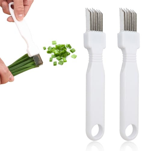 EIHI 2 Pièce Couteau à oignon,Multifonction Shred Silk Le Couteau Tranche Couverts Oignon Coupe-Légumes Sharp Scallion Cutter Shred Knife Kitchen Tool