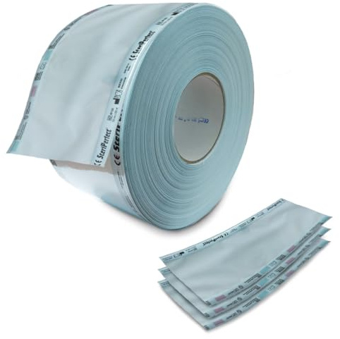 Sterilisationsrolle für Autoklav Sterilisator – robustes medizinisches Papier zum Sterilisieren von Zahn-, Maniküre- und Pediküre-Werkzeugen, Friseuren, Krankenhäusern usw. (5,5cm x 200m)