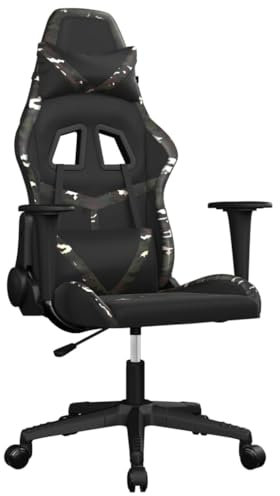 vidaXL Gaming Stuhl Racing Chefsessel Bürostuhl Drehstuhl Sportsitz Bürosessel Schreibtischstuhl Computerstuhl Schwarz Tarnfarben Kunstleder