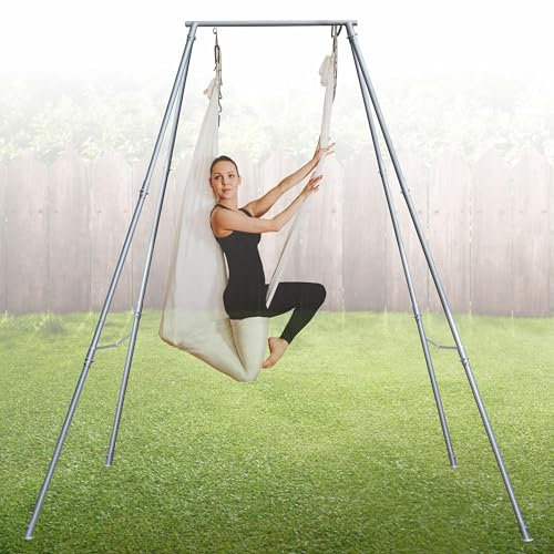BESTXH Yoga-Trapez-SchaukelstäNder, Multifunktionale, Verstellbare Aerial-Yoga-StüTzschaukel, Stahl-Aerial-Yoga-StäNder-RahmenstüTze, FüR Seide, HäNgematte, Lyra Und Boxsack