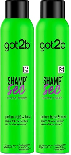 Schwarzkopf got2b Shamp' Sec – Shampooing Sec Express, Fraîcheur Extra et 48h de Parfum – Formule Végane Sans Résidus Blancs pour un Rafraîchissement Instantané – 200 ml (Lot de 2)