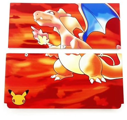 Placa de cubierta superior e inferior de color rojo New3DS de repuesto Fire-Dragon, compatible con consola Nintendo New3DS, para placa frontal superior Chari-Zard Edition, placa trasera trasera