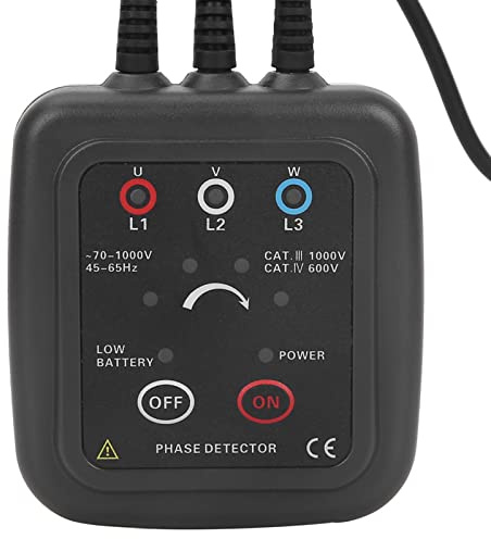 Sonew Tester di Sequenza di Fase Senza, Monitor di Rotazione Trifase, Rilevatore di Sequenza di Fase Senza CA 70-1000 V, Misuratore di Fase a Base Magnetica, 1000C