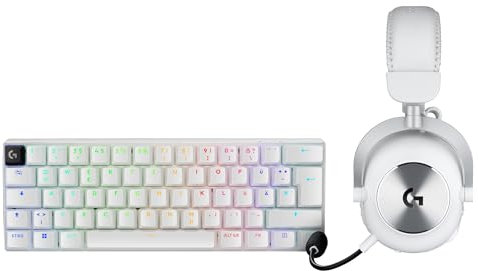 Logitech G PRO X 60 Lightspeed kabellose Gaming-Tastatur, Ultra-kompakte mechanische 60%-TKL-Tastatur für PC (QWERTZ DE) + PRO X 2 Lightspeed Wireless Gaming Headset - Weiß
