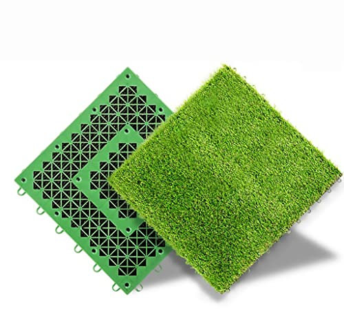 JEAMIS Turf Tile Interlocking Garden Synthetic Turf Patch Self-draining Fake Grass Patches Indoor & Outdoor Room Balcony Decor
