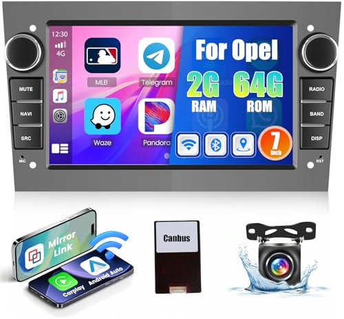 Hikity 2G+64G Android 15 Autoradio per Opel Corsa d Astra J Zafira Meriva Vivaro con Wireless Carplay Android Auto 7Pollici Car Radio Stereo con GPS Navi WiFi DSP FM RDS Telecamera Posteriore (Bianco)