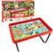 Play Tray Activity Table Age 3+ with Play Mat Set, Kids Sensory Play Tray, Sea Life and Dinosaur Theme Play Mat Set, Red