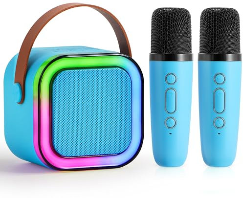 SYNCFUN Máquina Karaoke Niños 2 Micrófono Bluetooth Niños Adultos, Micrófono Karaoke Niños Juguetes de 3-12 Años Niñas, Regalos para Niñas Niños (Azul)