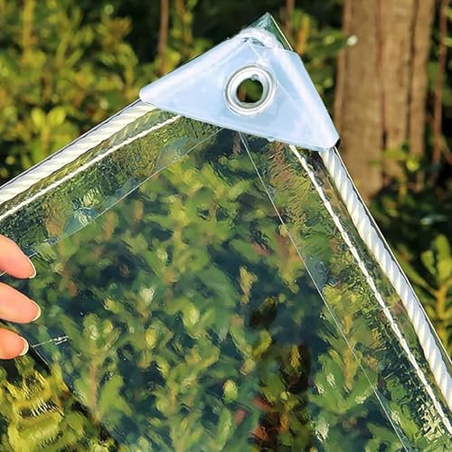 Lona transparente resistente de 4 x 6 m, impermeable, para muebles de jardín, piscina, coche, lona de lona de 400 g/m²